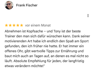 -22,5KG in 3 Monaten Positive Kundenbewertung bei Gewichtsverlust von über 22Kg in 3 Monaten